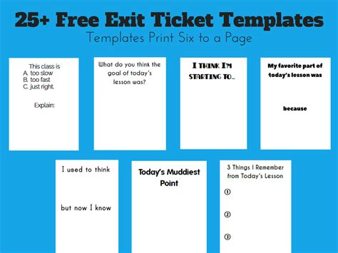 Printable Exit Ticket Templates Word Pdf Templatelab Free