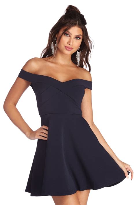 Navy Blue Cross Over Skater Dress Short Lace Dress Cute Short