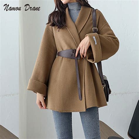 Namou Drane Double Sided Woolen Coat Womens Mid Length 2020 Winter New Trendy Black Slim And