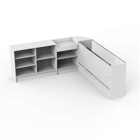 L Shaped Checkout Counter White Finish Subastral Inc Subastral