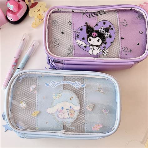 Estojo De Lápis Sanrio Joytop PVC Transparente Grande Capacidade 3