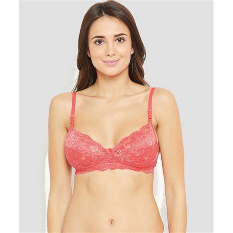 Buy N Gal Lace Non Padded Wirefree Bra Coral Online