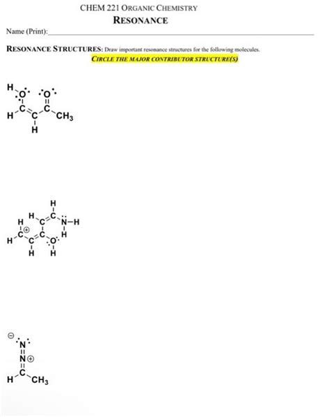 Solved RESONANCE STRUCTURES: Draw important resonanoe | Chegg.com