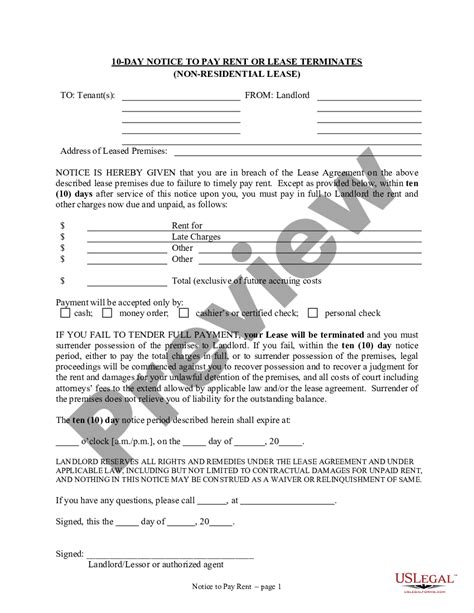 Oregon 10 Day Notice To Pay Rent Or Lease Terminated For NonResidential