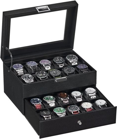 Amazon BEWISHOME Watch Box Organizer 20 Slots Watch Case Men