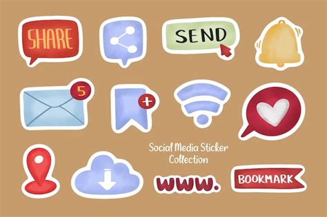 Premium Vector Cute Hand Drawn Social Media Sticker Clip Art