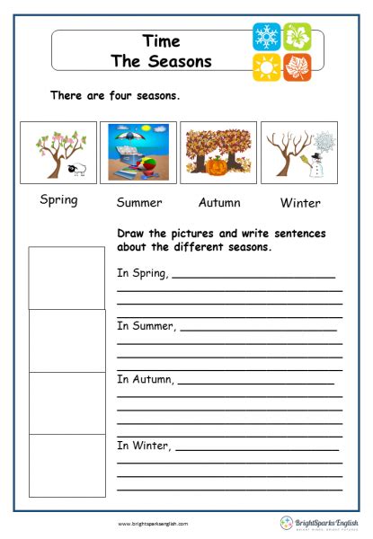 The Seasons English Writing Worksheet English Treasure Trove