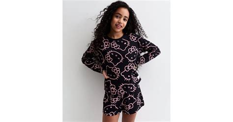 Girls Black Hello Kitty Print Pyjamas New Look