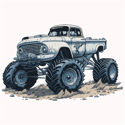 Vektor Monster Truck Illustration Handgezeichnete Cartoon Monster