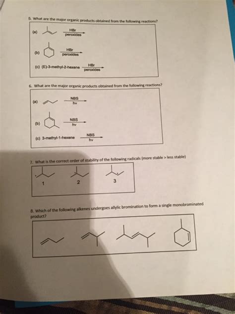 Solved What Is The Correct Order Of Stability Of The