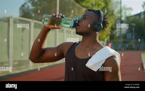 Tired African American Sport Man Male Muscular Sportsman Runner Athlete