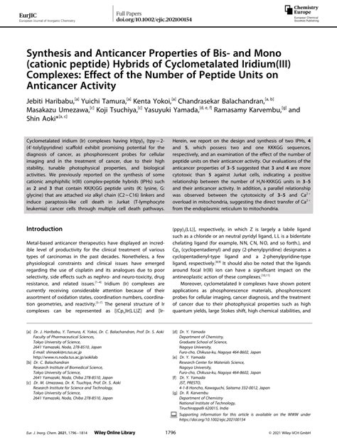 Synthesis And Anticancer Properties Of Bis And Mono Cationic Peptide