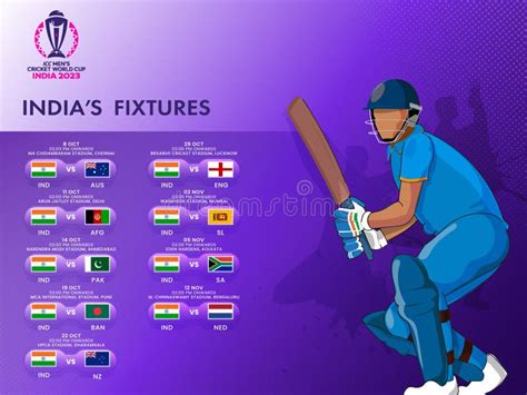 Icc Men S Cricket World Cup India S Fixtures Poster Design With