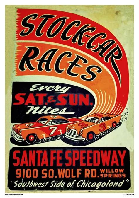 Vintage Reproduction Racing Poster Santa Fe Speedway Stock Car Races Etsy Vintage Racing