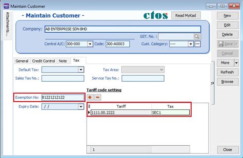 SST Tariff Code EStream Software