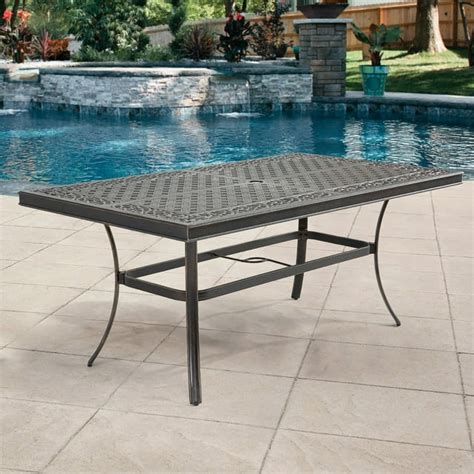 Clihome Outdoor Cast Aluminum Patio Dining Table With Umbrella Hole 67