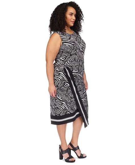 Michael Kors Plus Size Zebra Print Faux Wrap Midi Dress Macys