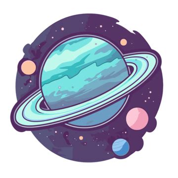 Image Of Planets And Saturn Logo In Cartoon Style Vector Galaxy