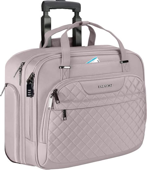 Empsign Rolling Laptop Bag Women With Wheels Rolling Briefcase For