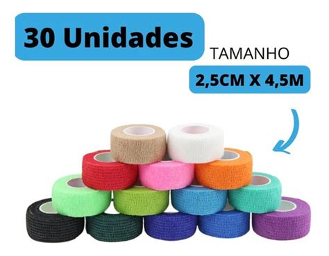 Kit 30 Bandagem Atadura Autoadesiva Elástica Flexível 2 5cm Frete grátis