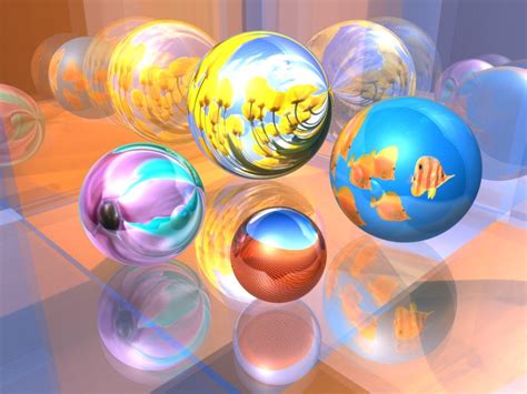 3d Glass Balls Reflection Hd Desktop Wallpapers Desktop Wallpapers