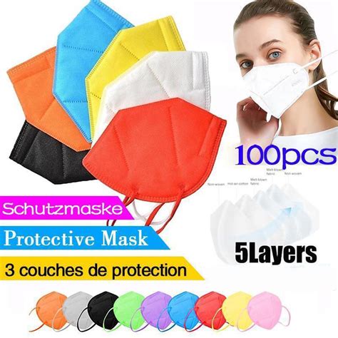 Buy 10 100PCS KN95 Colorful FFP2 CE Face Mask Cup Mouth Mask FFP2 5