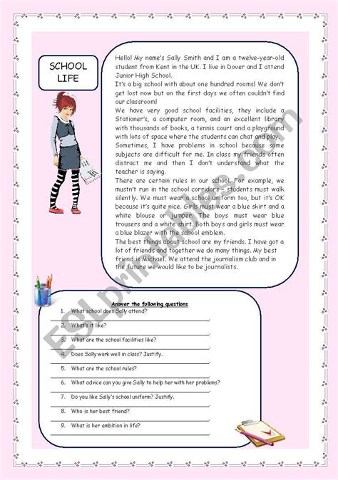 School Life Esl Worksheet By Mandysantos