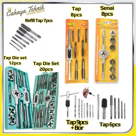 Alat Snai Senai Hand Tap Die Tapping Pembuat Ulir Drat Luar Baut Set