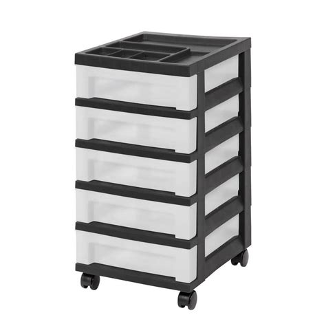 Iris 14 25 In L X 12 05 In W X 22 25 In H 5 Drawer Storage Cart With