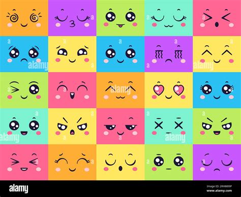 Linda colección de caras de colores emoticono emoción Sonrisa feliz