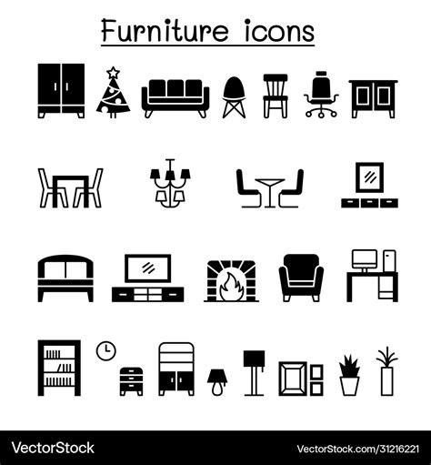 Furniture Icon Set Graphic Design Royalty Free Vector Image