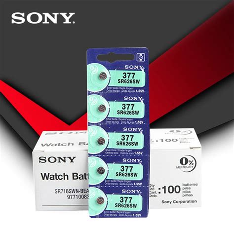 100pc Sony 100 Original 377 SR626SW SR626 AG4 1 55V Silver Oxide Watch