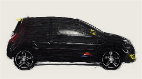 Renault Twingo RS Car Drawing Digital Art By CarsToon Concept Fine