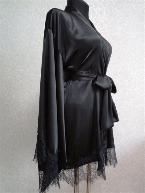 Black Silk Kimono Robe Gothic Robe Mulberry 24 Colors Floor Etsy