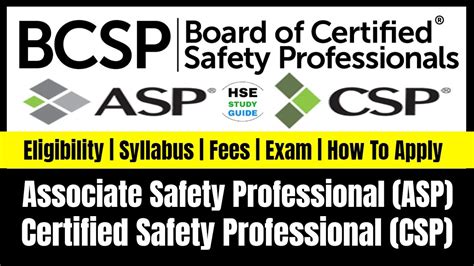 Associate Safety Professional Asp Certified Safety Professional