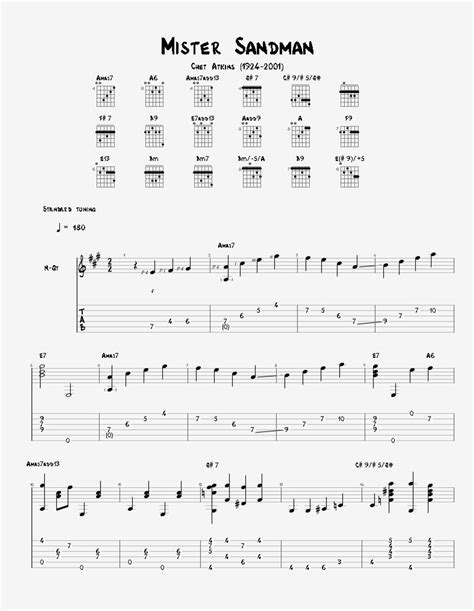 Chet Atkins Mister Sandman Guitar Tab نوتة By 「agape Guitar」