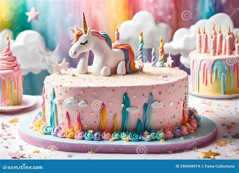 A Whimsical And Enchanting Scene Featuring A Kids Birthday Cake With A