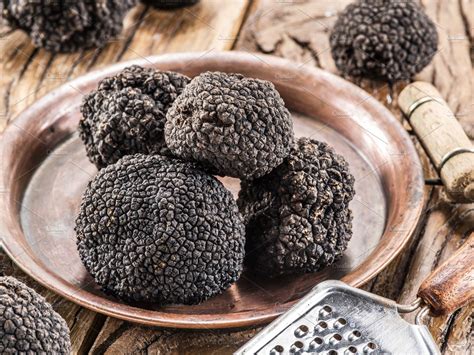 Black Truffles On The Plate Featuring Black French And Italian Food