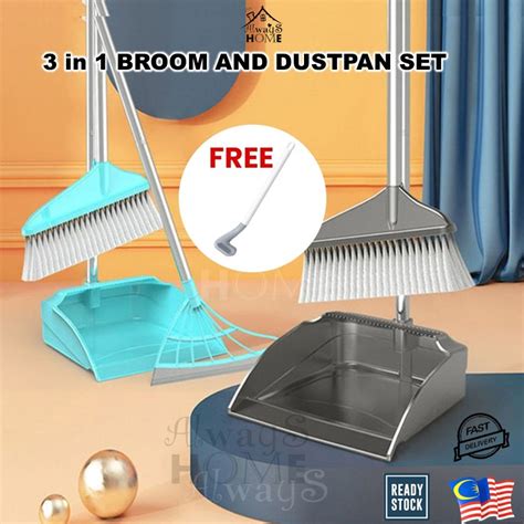 3 In 1 Broom And Dustpan Combo Set Free Toilet Brush Magic Broom