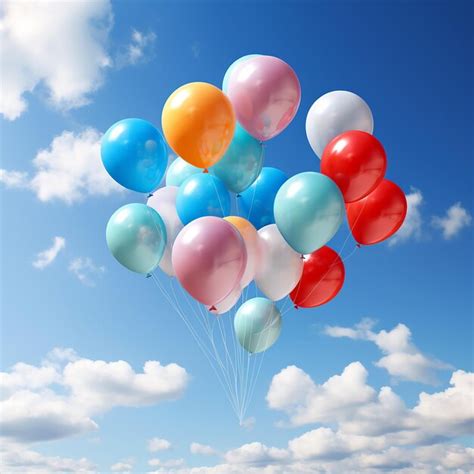 Premium Photo Colorful Balloons Float Between The Blue Sky