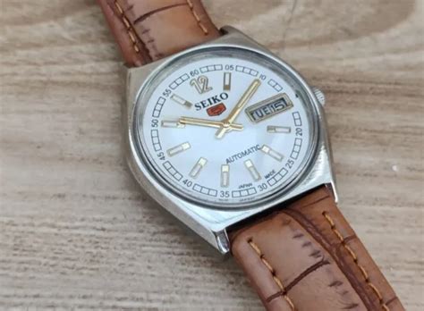 Seiko 5 Automatic Cal 6309 White Color Dial Mens Wrist Watch Free