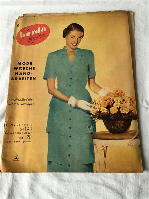 Vintage Modezeitschrift Burda Moden Nr 6 1950 Etsy Vintage Burda