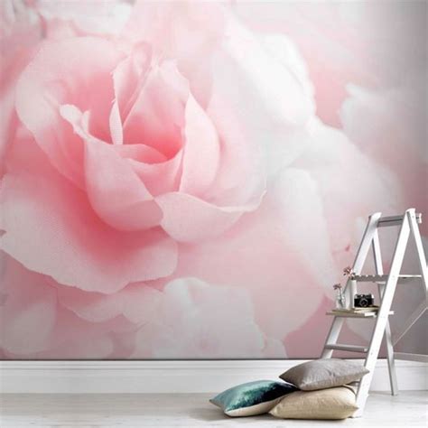 Pink Rose Mural Large Rose Wall Art Mural Forest Wall Mural Trees