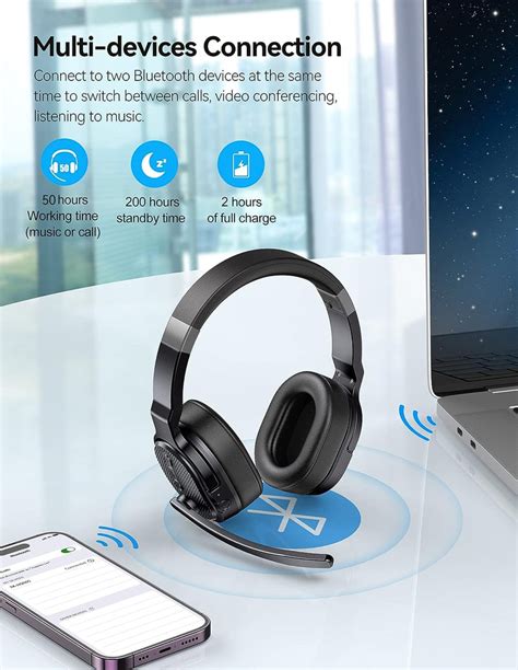 Tecknet Wireless Bluetooth Trucker Headset With Microphone Noise Cance