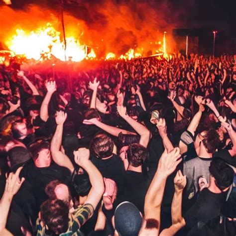 Photograph Of An Outdoor Hardcore Punk Show Mosh Pit Stable Diffusion