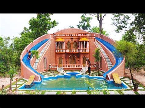 Build Most Wonderful Mud Villa Twin Water Slide Gorgeous Swimming