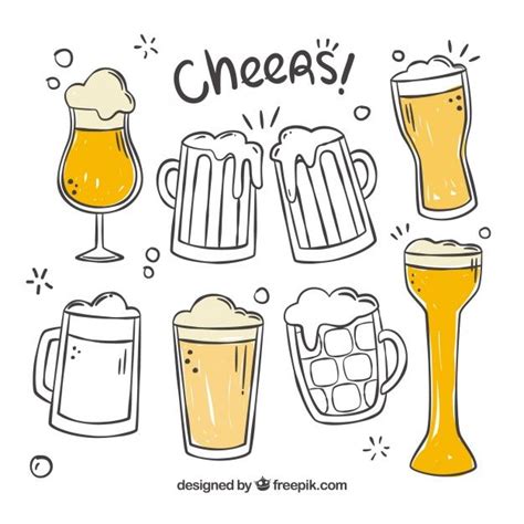 Hand Drawn Beer Glass Mug Collection Beer Drawing Beer Doodle How