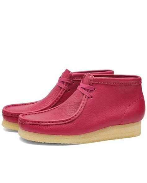 Clarks Wallabee Leather Boots In Red Lyst