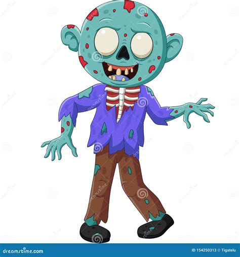 Cartoon Zombie Isolated On White Background Stock Vector Illustration