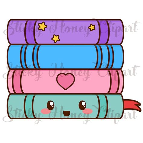 Book Clipart Kawaii Book Clipart Cute Book Icons Kawaii Etsy